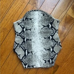 Khaite Strapless Snake Print Black and White Top